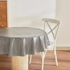Karaca Home Luna Round PVC Tablecloth 140 cm - Anthracite Polka Dot, 8680214402221