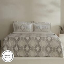Karaca Home Chain 100% Cotton Double Satin Duvet Cover Set 200x220 cm - Grey, 8680214402382