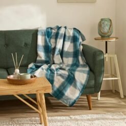 Karaca Home Flannel Throw TV Blanket 120x150 cm - Turquoise/White, 8680214408193