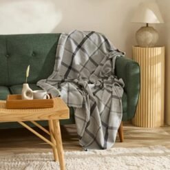 Karaca Home Flannel Throw TV Blanket 120x150 cm - Grey/Black, 8680214408223