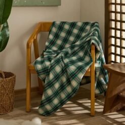 Karaca Home Flannel Throw TV Blanket 120x150 cm - Beige/Green, 8680214408377