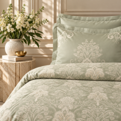 Alternative view of Karaca Home Holly 80 Thread Count 100% Cotton Satin Double Duvet Cover Set 200 × 220 cm – Mint, 8680214409992