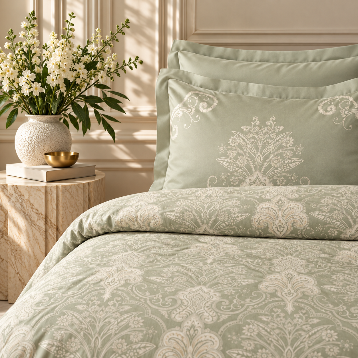 Karaca Home Holly 80 Thread Count 100% Cotton Satin Double Duvet Cover Set 200 × 220 cm – Mint, 8680214409992 2 Karaca Home Holly 80 Thread Count 100% Cotton Satin Double Duvet Cover Set 200 × 220 cm – Mint, 8680214409992 - Image 2