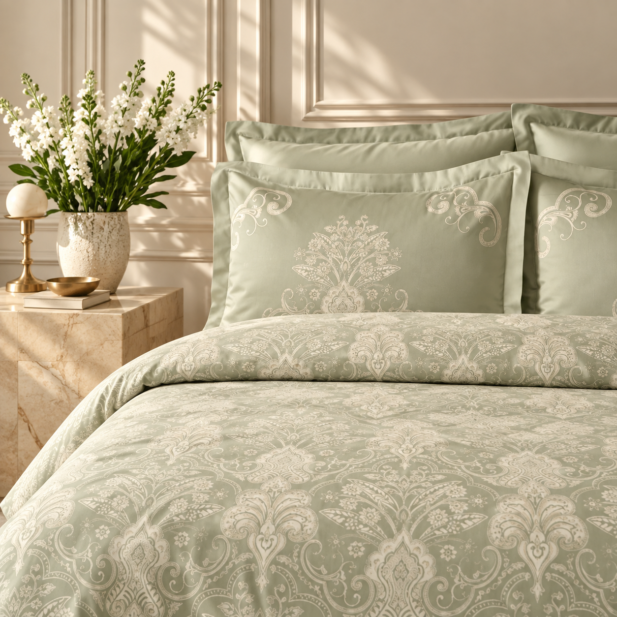 Karaca Home Holly 80 Thread Count 100% Cotton Satin Double Duvet Cover Set 200 × 220 cm – Mint, 8680214409992 5 Karaca Home Holly 80 Thread Count 100% Cotton Satin Double Duvet Cover Set 200 × 220 cm – Mint, 8680214409992 - Image 5