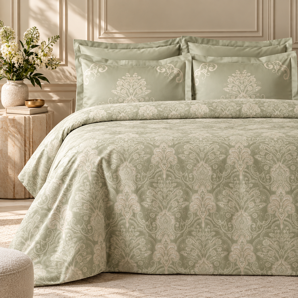 Karaca Home Holly 80 Thread Count 100% Cotton Satin Double Duvet Cover Set 200 × 220 cm – Mint, 8680214409992 1 Karaca Home Holly 80 Thread Count 100% Cotton Satin Double Duvet Cover Set 200 × 220 cm – Mint, 8680214409992