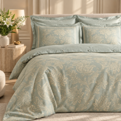Karaca Home Owen 80 Thread Count 100% Cotton Satin Double Duvet Cover Set 200 × 220 cm – Light Blue, 8680214410004
