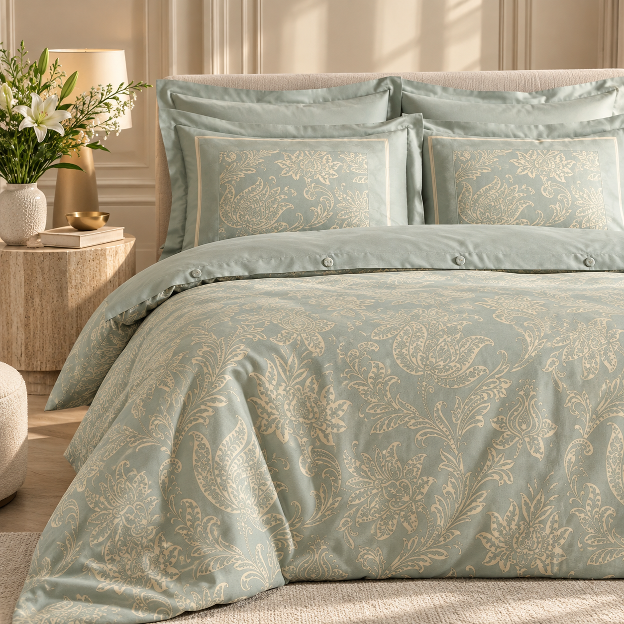 Karaca Home Owen 80 Thread Count 100% Cotton Satin Double Duvet Cover Set 200 × 220 cm – Light Blue, 8680214410004 1 Karaca Home Owen 80 Thread Count 100% Cotton Satin Double Duvet Cover Set 200 × 220 cm – Light Blue, 8680214410004