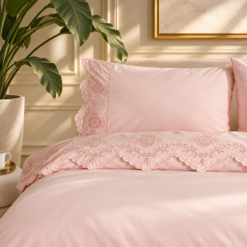 Alternative view of Karaca Home Chole Brodeli 100% Cotton Double Duvet Cover Set 200 × 220 cm – Powder, 8680214410707