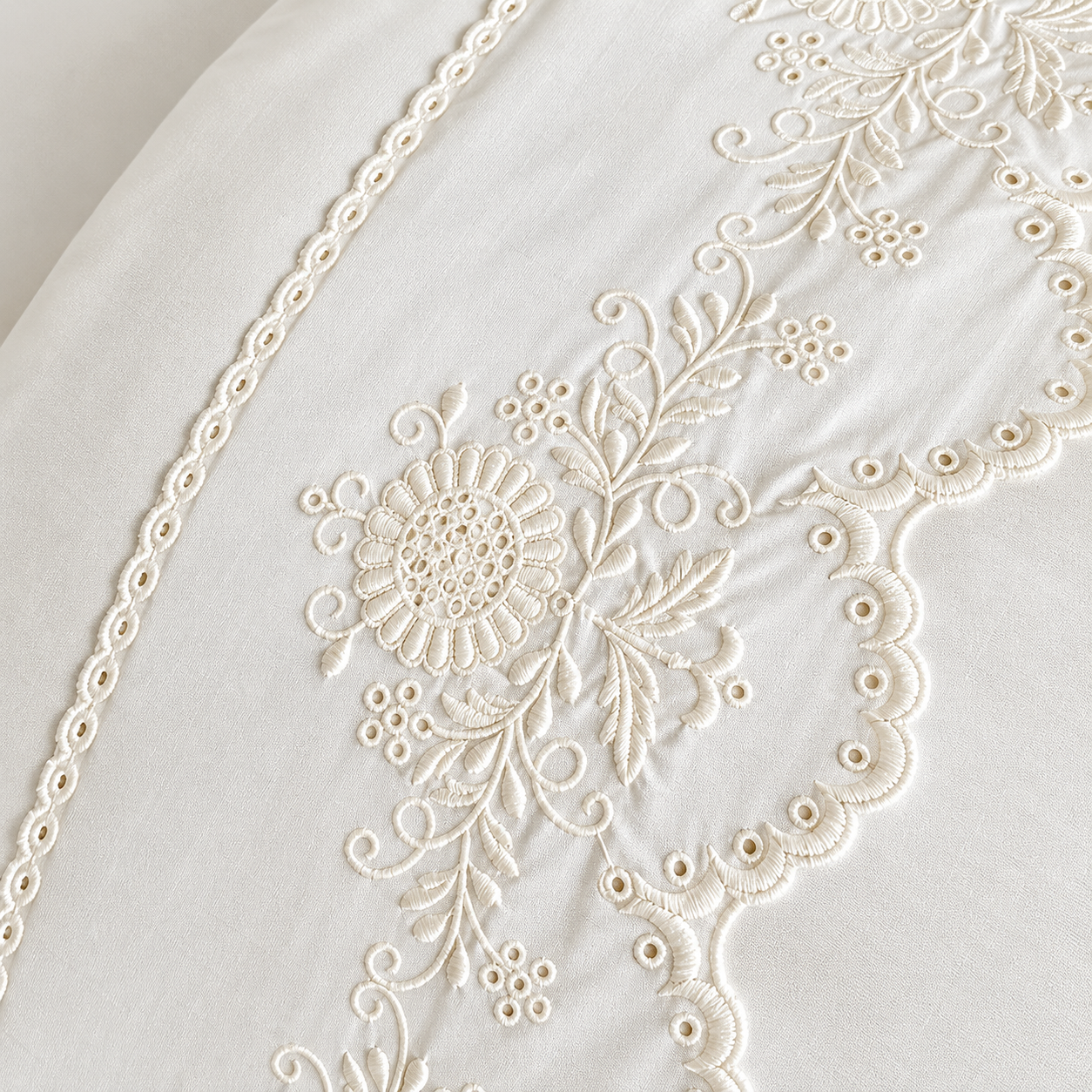 Karaca Home Lula Embroidered 100% Cotton Double Duvet Cover Set 200 x 220 cm, 8680214410714 4 Karaca Home Lula Embroidered 100% Cotton Double Duvet Cover Set 200 x 220 cm, 8680214410714 - Image 4
