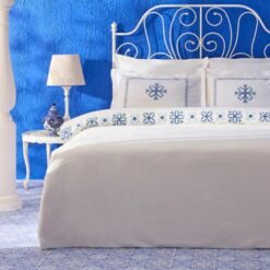 Alternative view of Karaca Home Clarissa Embroidered 100% Cotton Double Duvet Cover Set 200x220 cm - White/Blue, 8680214410769