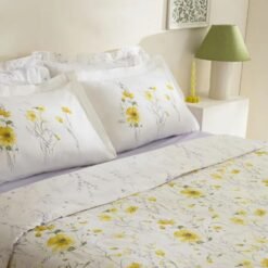 Karaca Home Rosella 100% Cotton Single Duvet Cover Set 160x220 cm - White/Yellow, 8680214416099