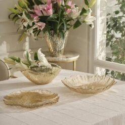 Karaca Home Jolie Decorative Plate 31 cm - Gold Textured Scalloped Design, 8680214417591