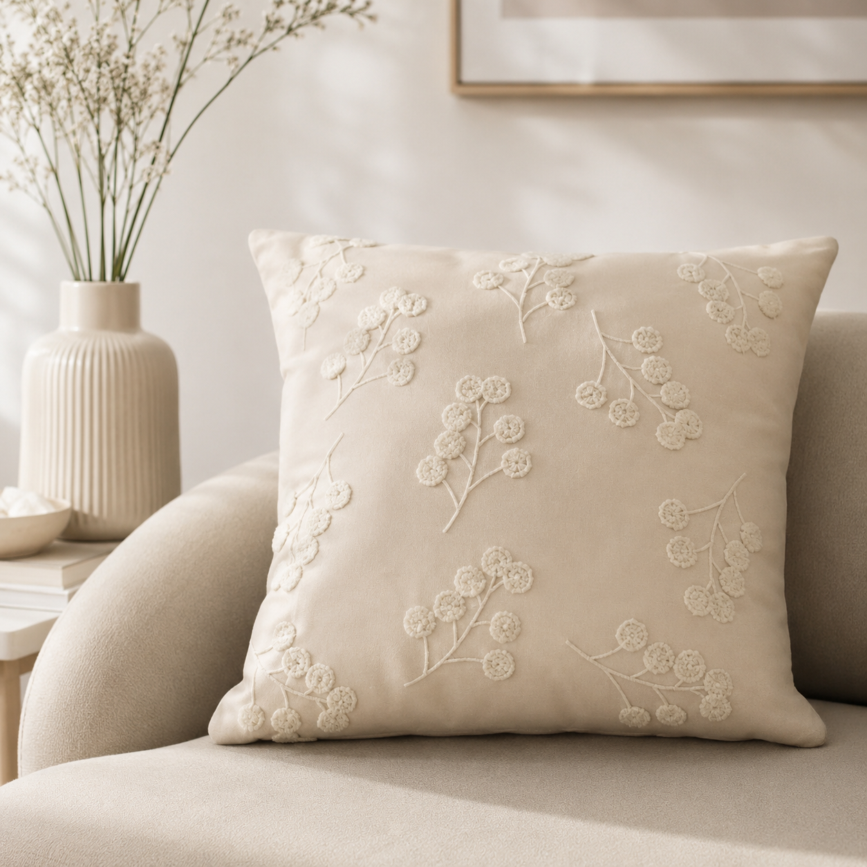 Karaca Home Luna Stuffed Cushion 43 x 43 cm - Ecru, 8680214419335 1 Karaca Home Luna Stuffed Cushion 43 x 43 cm - Ecru, 8680214419335