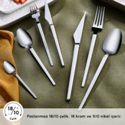 Alternative view of Karaca Elegance Glacial Platinum 84-Piece Cutlery Set for 12 People | 18/10 Stainless Steel, 8683650145028