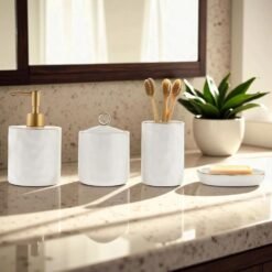 Karaca Lina 4-Piece Ceramic Bathroom Set - Elegant Organizer Set, 8683650324454
