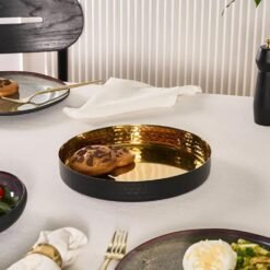 Alternative view of Karaca Arven Decorative Tray 26 cm - Black/ Gold, 8683650325697