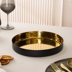 Karaca Arven Decorative Tray 26 cm - Black/ Gold, 8683650325697
