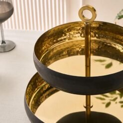 Alternative view of Karaca Arven 2-Tier Decorative Serving Tray 26x32 cm - Black/Gold, 8683650325727