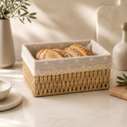 Karaca Olive Bread Basket 26 cm - Beige Cream | Wicker Serving Basket, 8683650326113