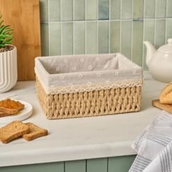 Karaca Olive Bread Basket 26 cm - Beige Cream | Wicker Serving Basket, 8683650326113