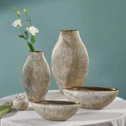 Karaca Novara Decorative Vase 33 cm - Textured Ceramic, 8683650330912