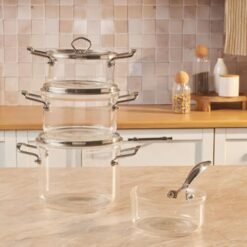 Alternative view of Karaca Amore 7-Piece Borosilicate Glass Cookware Set | Heat-Resistant Transparent Design, 8683650335023