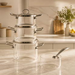 Alternative view of Karaca Amore 7-Piece Highly Heat-Resistant Borosilicate Glass Cookware Set, 8683650335023