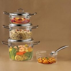 Karaca Amore 7-Piece Borosilicate Glass Cookware Set | Heat-Resistant Transparent Design, 8683650335023