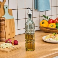 Alternative view of Karaca Daisy Rectangular Oil Bottle 500 ml - Petrol Blue | Glass Dispenser, 8683650335122