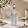 Karaca Daisy Rectangular Oil Bottle 500 ml – Petrol Blue Glass Dispenser, 8683650335122
