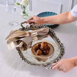 Alternative view of Karaca Home Corrine Polyresin Decorative Tray with Mirror Base, 8683650340676