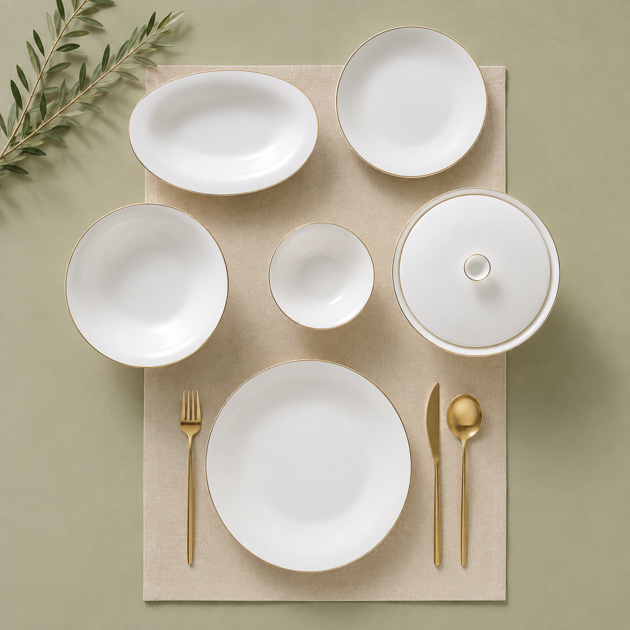 Karaca Fine Pearl Fame 55-Piece Dinner Set for 12 People – White with Gold Rim, 8683650341123 2 Karaca Fine Pearl Fame 55-Piece Dinner Set for 12 People – White with Gold Rim, 8683650341123 - Image 2