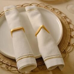 Karaca Home Cubist Geometric 2-Piece Napkin Ring Set - Gold, 8683650341772