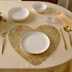 Alternative view of Karaca Home 2-Piece Heart-Shaped Placemat Set - Gold, 8683650341918