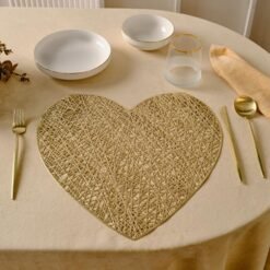 Karaca Home 2-Piece Heart-Shaped Placemat Set - Gold, 8683650341918