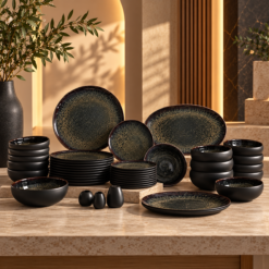 Karaca Earth Collection Galactic 55-Piece Dinner Set for 12 People - Black, 8683650346524