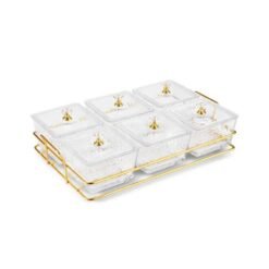 Alternative view of Karaca Maria 6-Piece Decorative Serving Bowls Set with Lids and Tray, 8683650346777