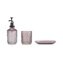 Karaca Home Bellino 3-Piece Bathroom Accessory Set - Smoke Grey Glass, 8683650348245
