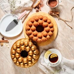 Alternative view of Karaca Celeste Cast Iron Cake Pan 25 cm - Gold | Decorative Baking Mold, 8683650357377