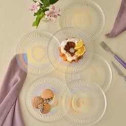 Karaca Marida 6-Piece Glass Cake Plate Set - 21 cm | Lustre Finish, 8683650361190