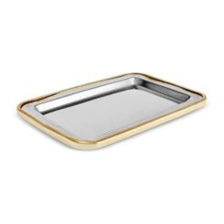 Alternative view of Karaca Ring Decorative Rectangular Tray 42x30 cm - Silver/Gold, 8683650362661