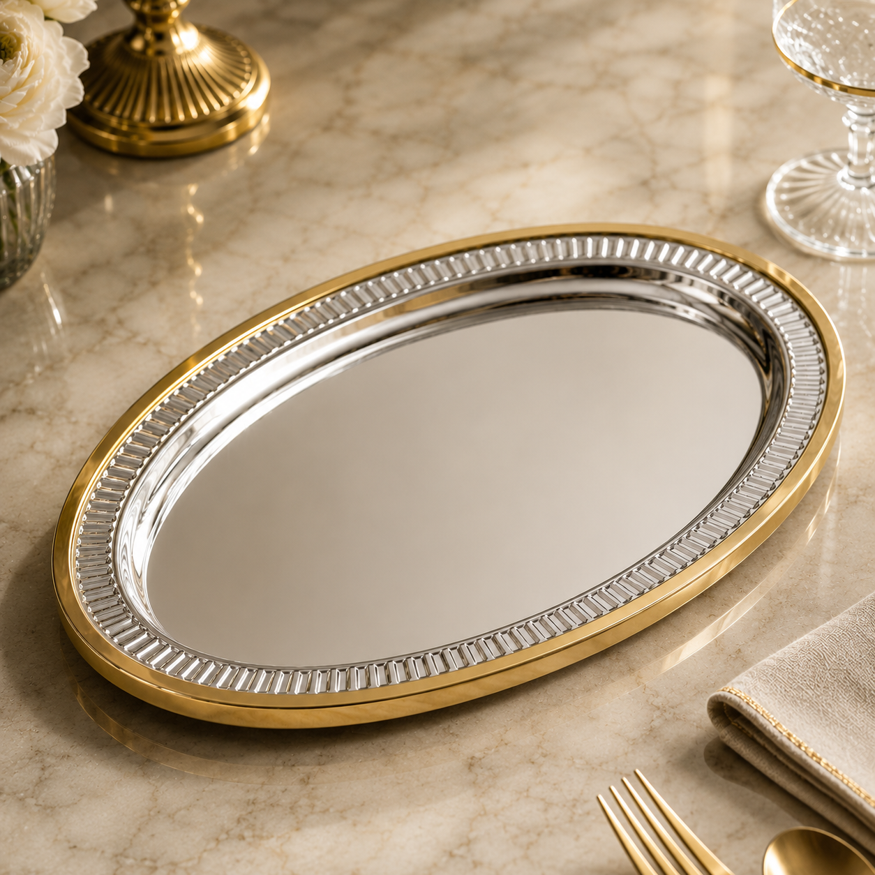 Karaca Ring Decorative Oval Tray 39 x 23 cm, 8683650362678 2 Karaca Ring Decorative Oval Tray 39 x 23 cm, 8683650362678 - Image 2