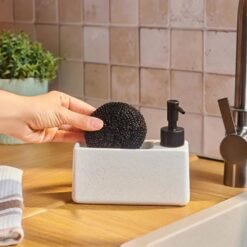 Alternative view of Karaca Kris 2-Piece Soap Dispenser and Sponge White Holder Set 370 ml, 8683650364221