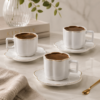 Karaca Ezgi 6-Piece Coffee Cup Set with Saucers 90 ml, 8683650366201