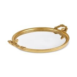 Karaca Vilma Gold Mirror Base Decorative Tray 50 cm, 8683650367475