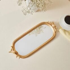 Karaca Home Lenora Gold Mirror Base Decorative Tray 17x13.5 cm, 8683650367482