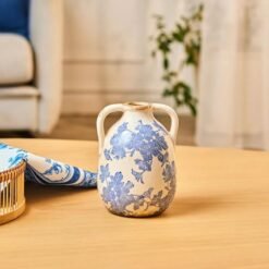 Karaca Marine Two-Arm Decorative Vase 17.5 cm - Blue/White, 8683650375005