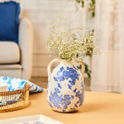 Alternative view of Karaca Marine Two-Arm Decorative Vase 21.5 cm - Blue/White, 8683650375012