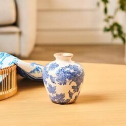 Karaca Mariner Decorative Vase 11.5x12.5 cm - Blue/White, 8683650375043