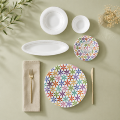 Alternative view of Karaca Fine Pearl Confetti 26-Piece Breakfast Set for 6 People - White with Gold Accents | Fine Bone Porcelain, 8683650379195